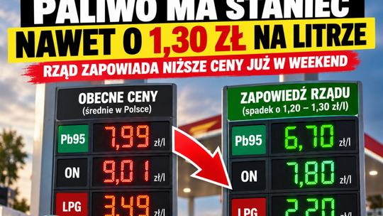 Paliwo ma stanieć nawet o 1,30 zł na litrze. Rząd podał termin